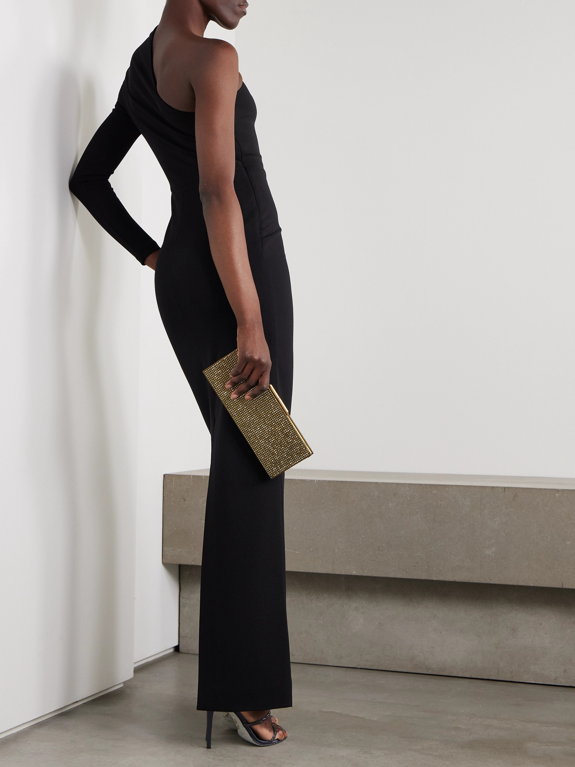 Solace London Joana one-sleeve crepe gown thumbnail