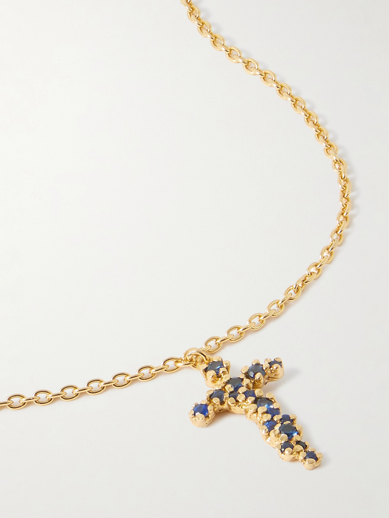Pacharee Floret Cross Gold-plated Sapphire Necklace In Blue
