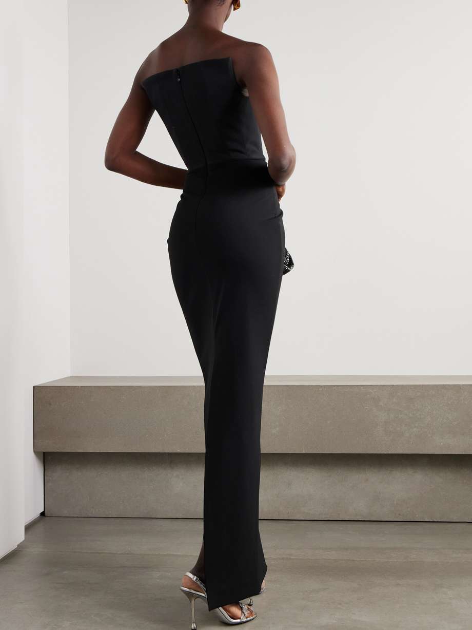 malla strapless crepe gown