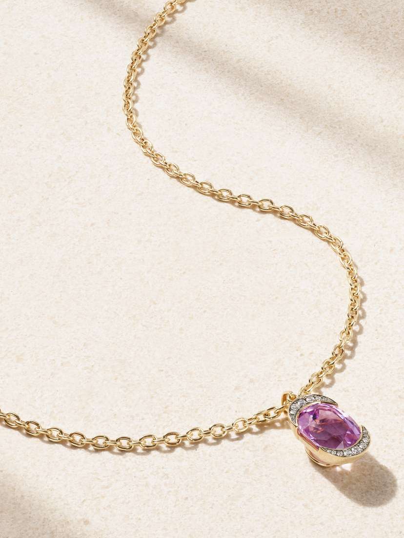 Gemella Technicolor 18-karat Gold, Kunzite And Diamond Necklace