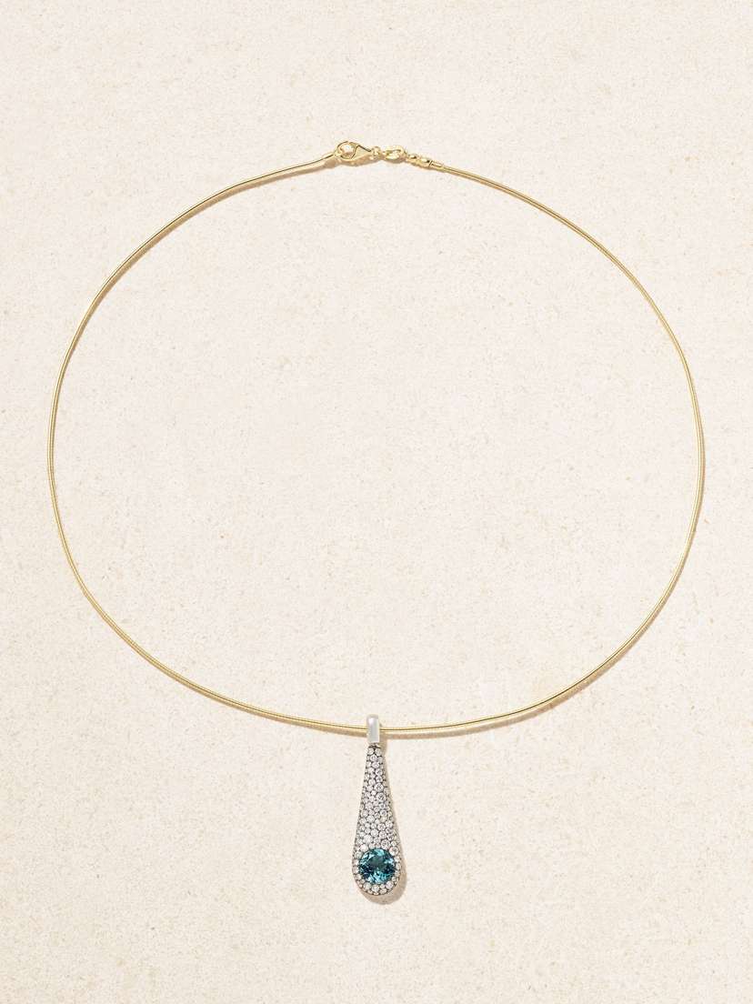 Gemella Technicolor 18-karat Yellow And White Gold, Tourmaline And Diamond Necklace