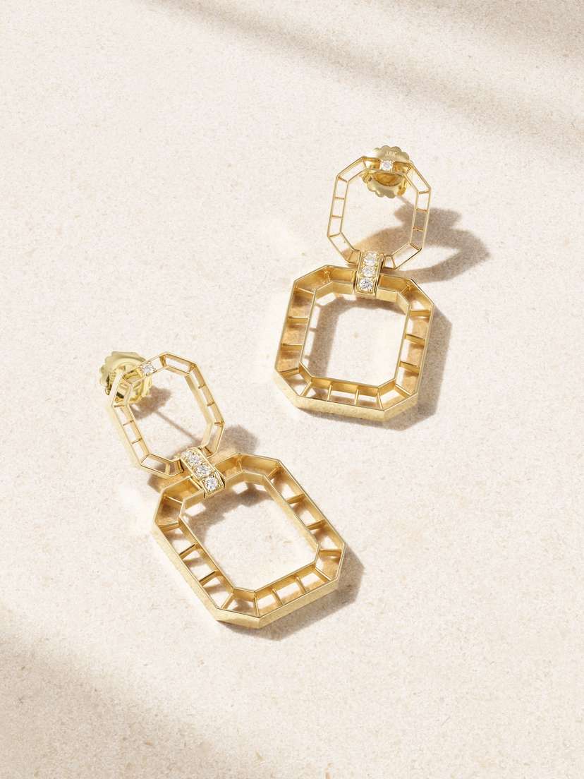 Gemella Skeleton 18-karat Gold Diamond Earrings