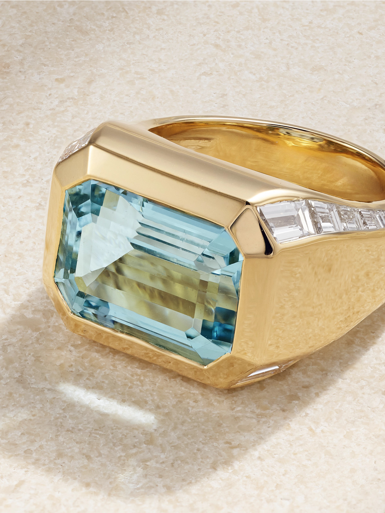 Gemella Cascade 18-karat Gold, Aquamarine And Diamond Ring In Blue