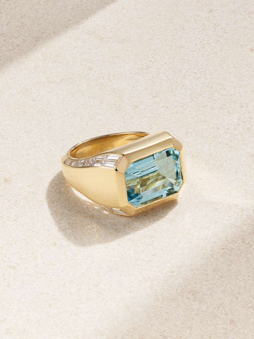 Gemella Cascade 18-karat Gold, Aquamarine And Diamond Ring