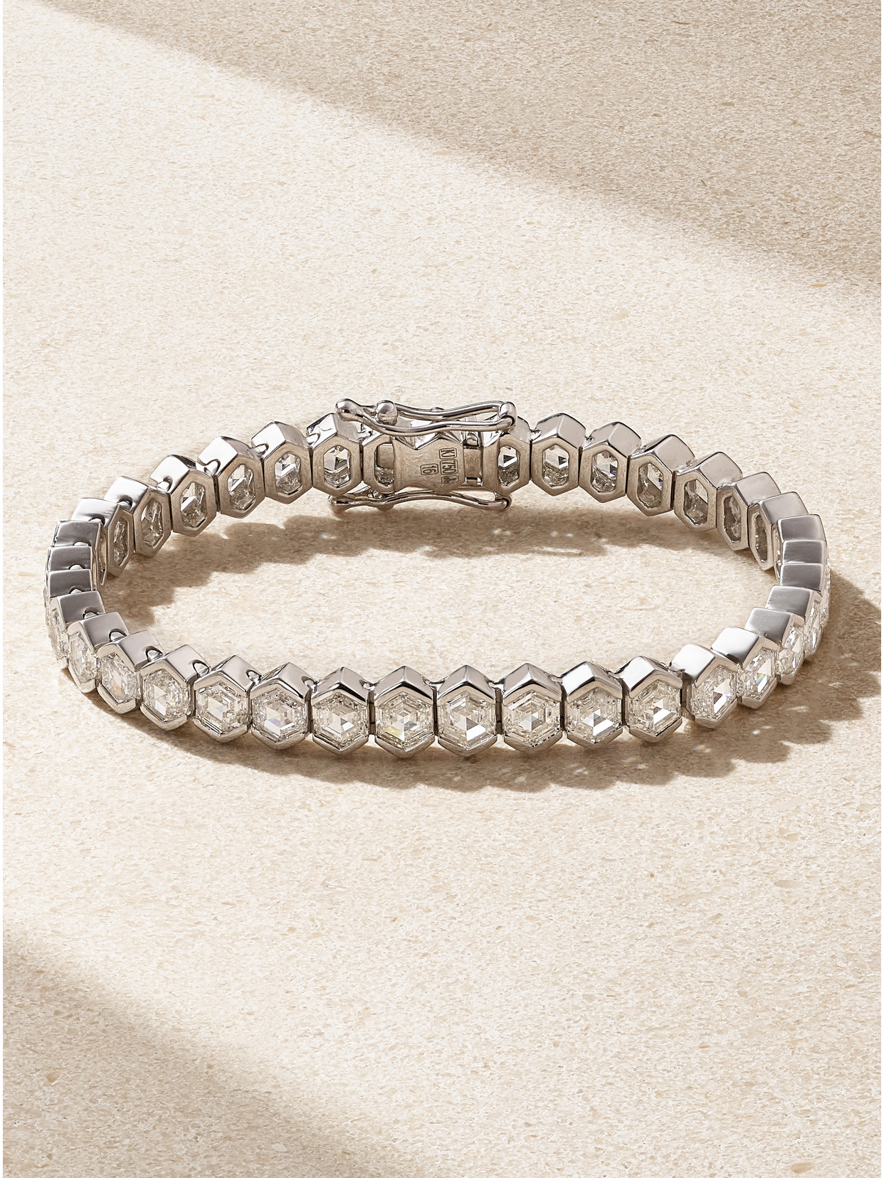 Kolours Jewelry Hexagon 18-karat White Gold Diamond Bracelet