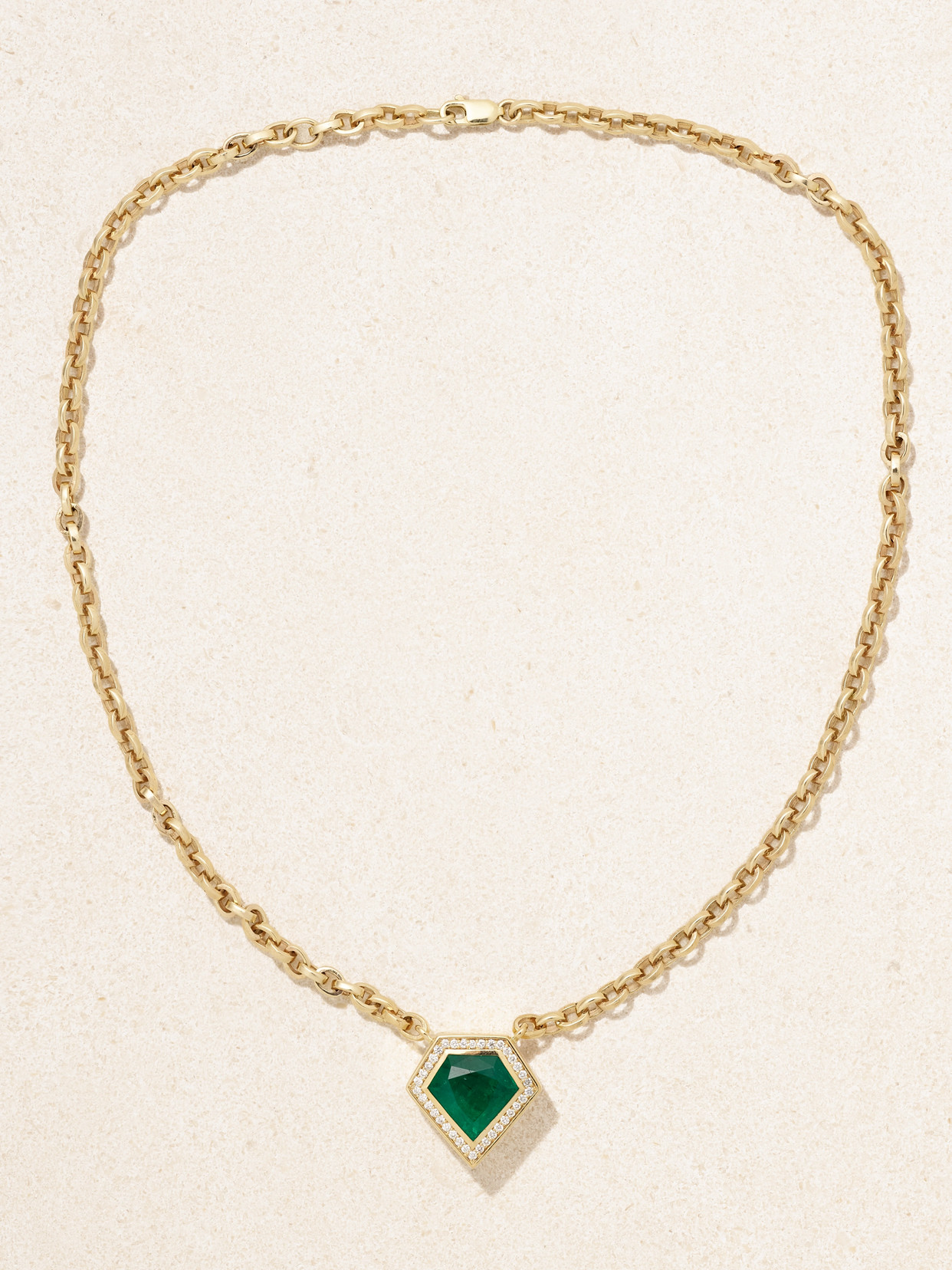 Kolours Jewelry 18-karat Gold, Emerald And Diamond Necklace In Gold