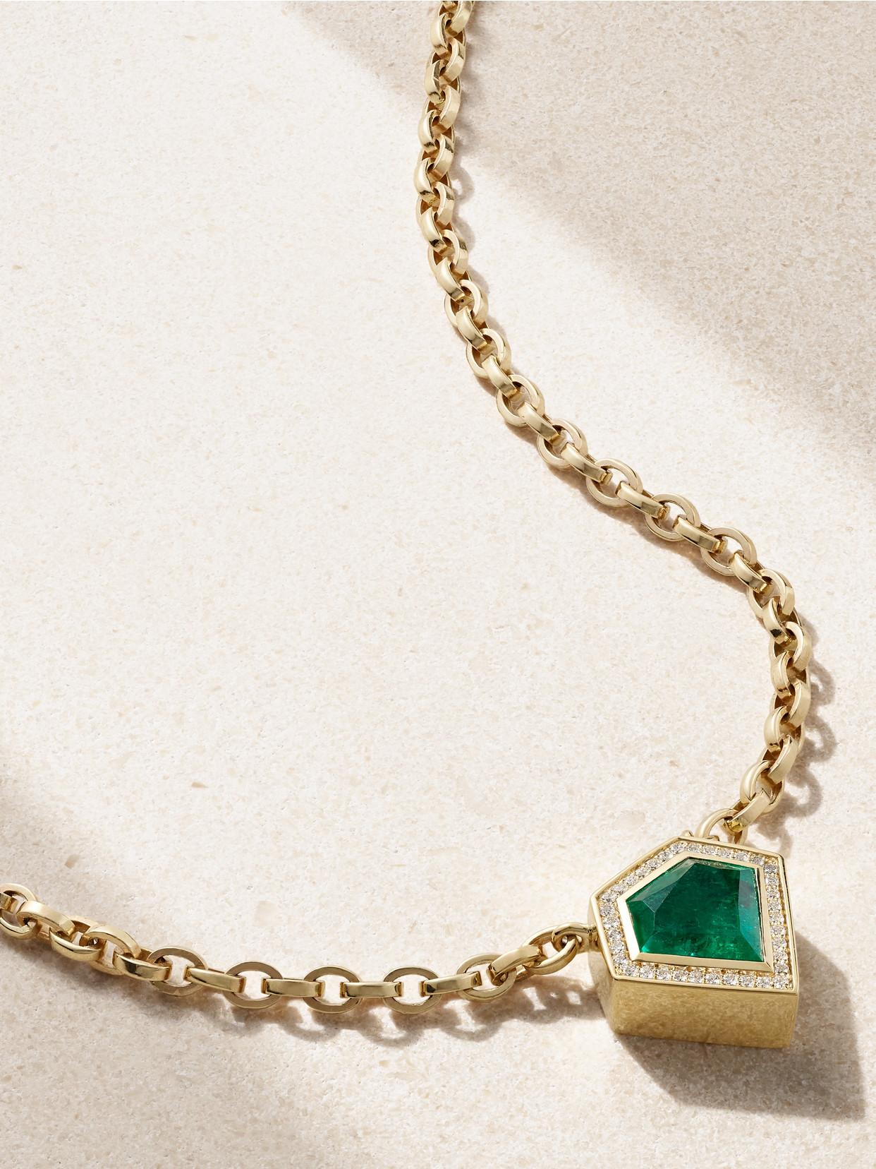 Kolours Jewelry 18-karat Gold, Emerald And Diamond Necklace