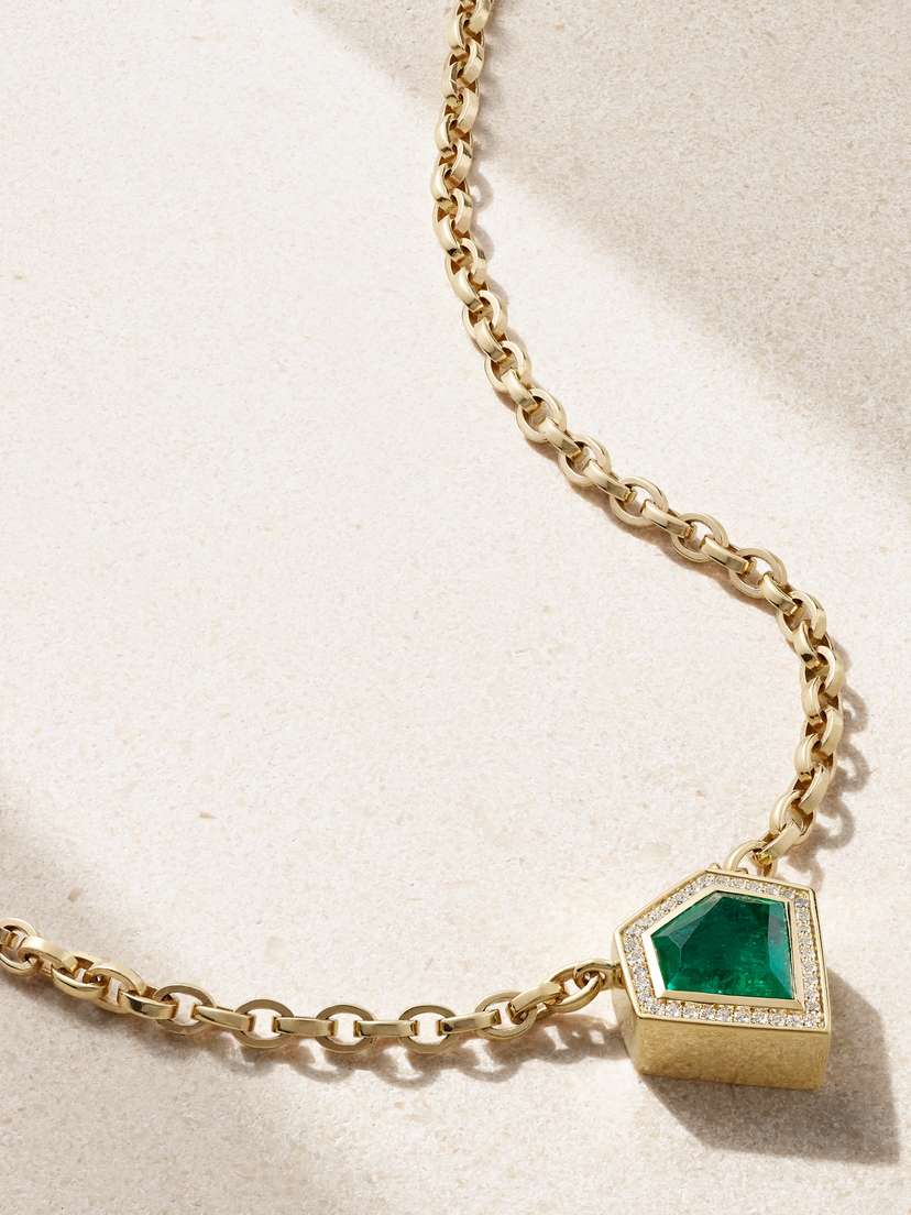 KOLOURS JEWELRY 14-karat Gold, Emerald And Diamond Necklace