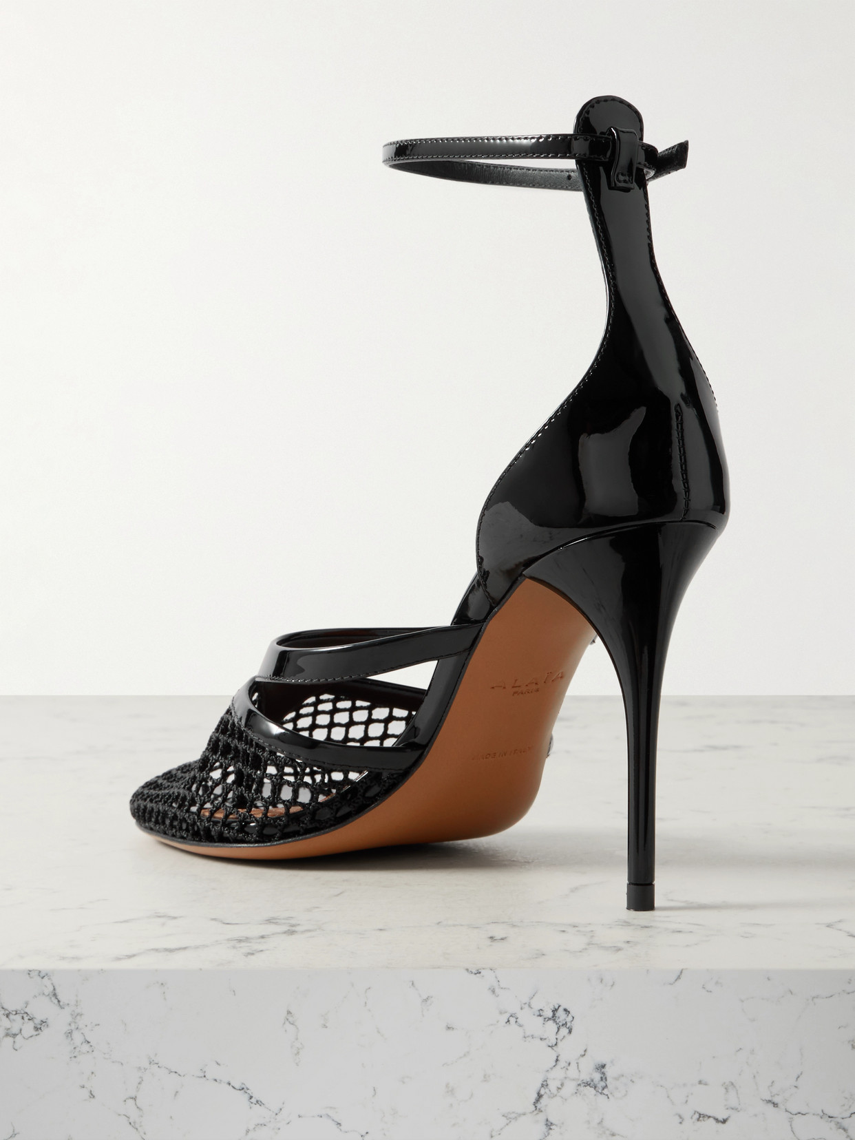 Shop Alaïa Patent-leather And Fishnet Pumps In Black