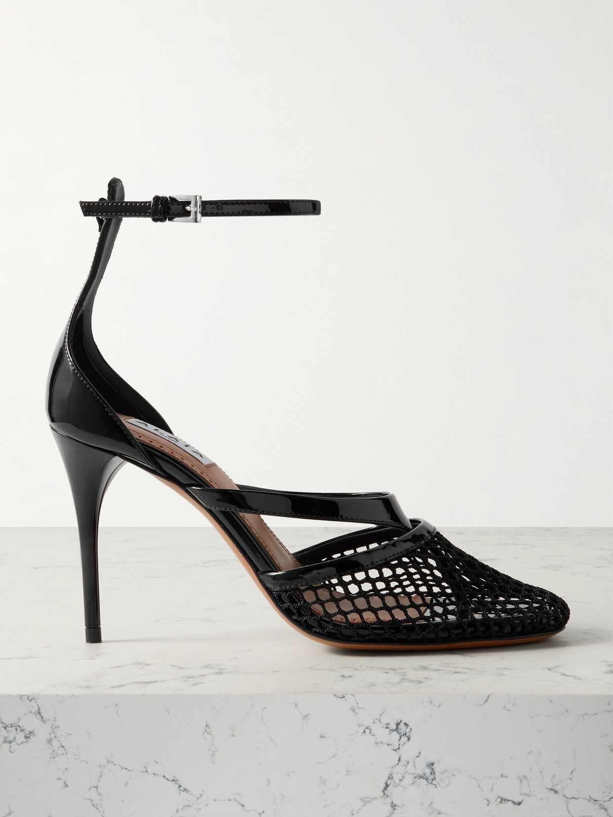 Alaïa - Patent-leather And Fishnet Pumps - Black