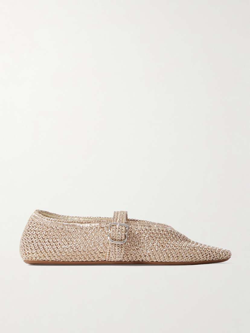 Alaïa Metallic Crocheted Ballet Flats
