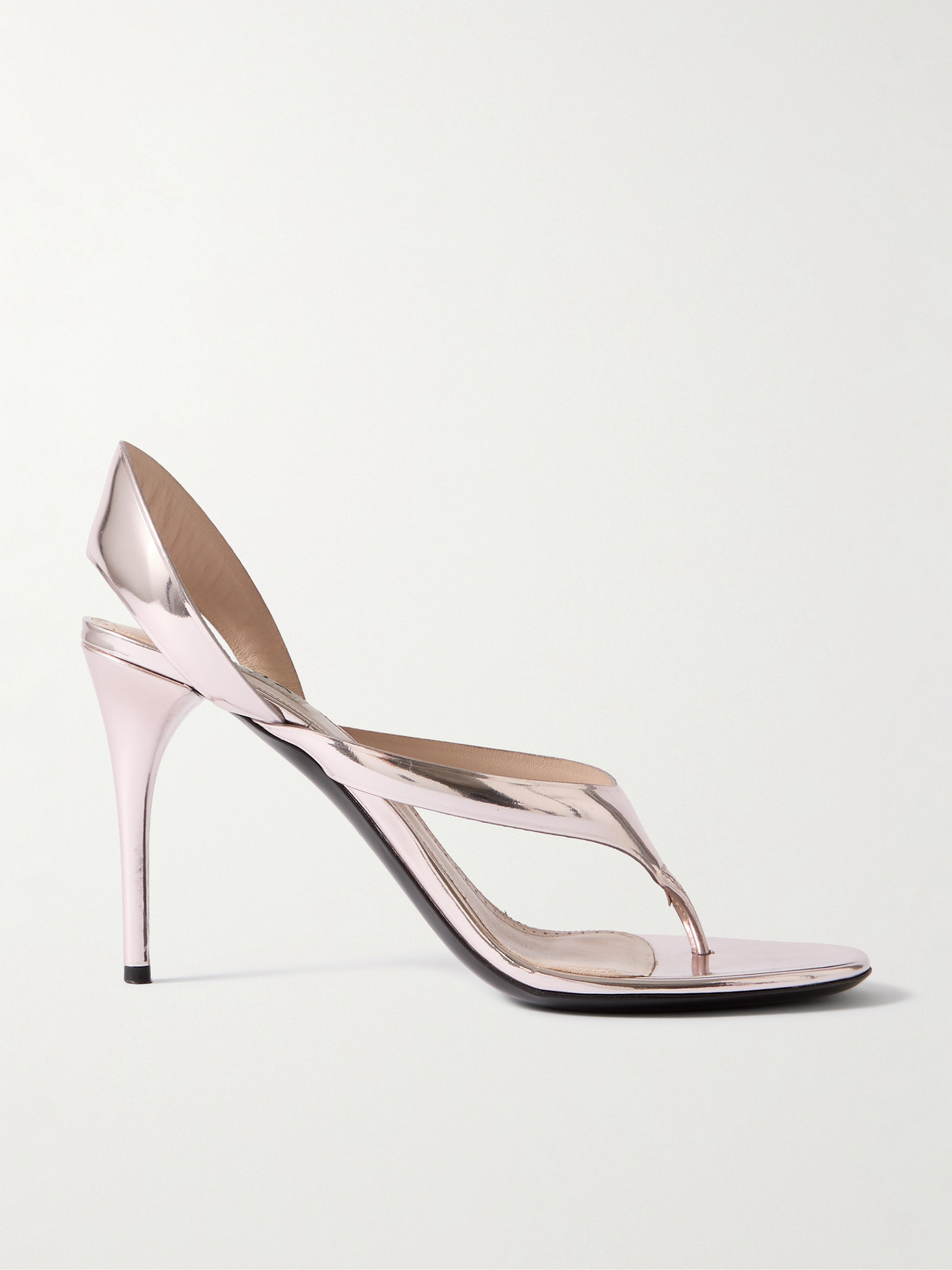 Alaïa Tong 90 Mirrored-leather Sandals In Silver