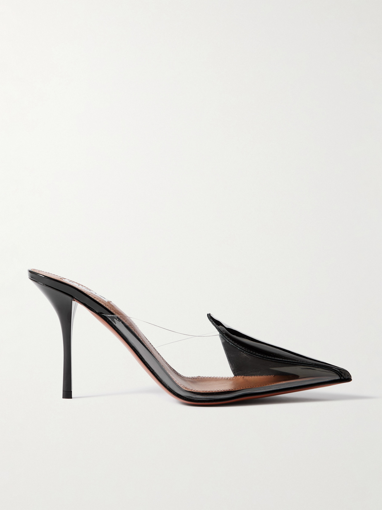 Shop Alaïa 90 Pvc And Patent-leather Mules In Black