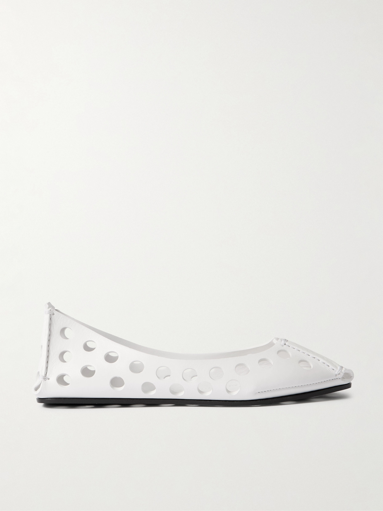 Alaïa Perforated Leather Ballet Flats In White