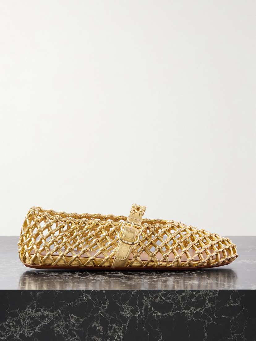 Alaïa Metallic Woven Leather Ballet Flats