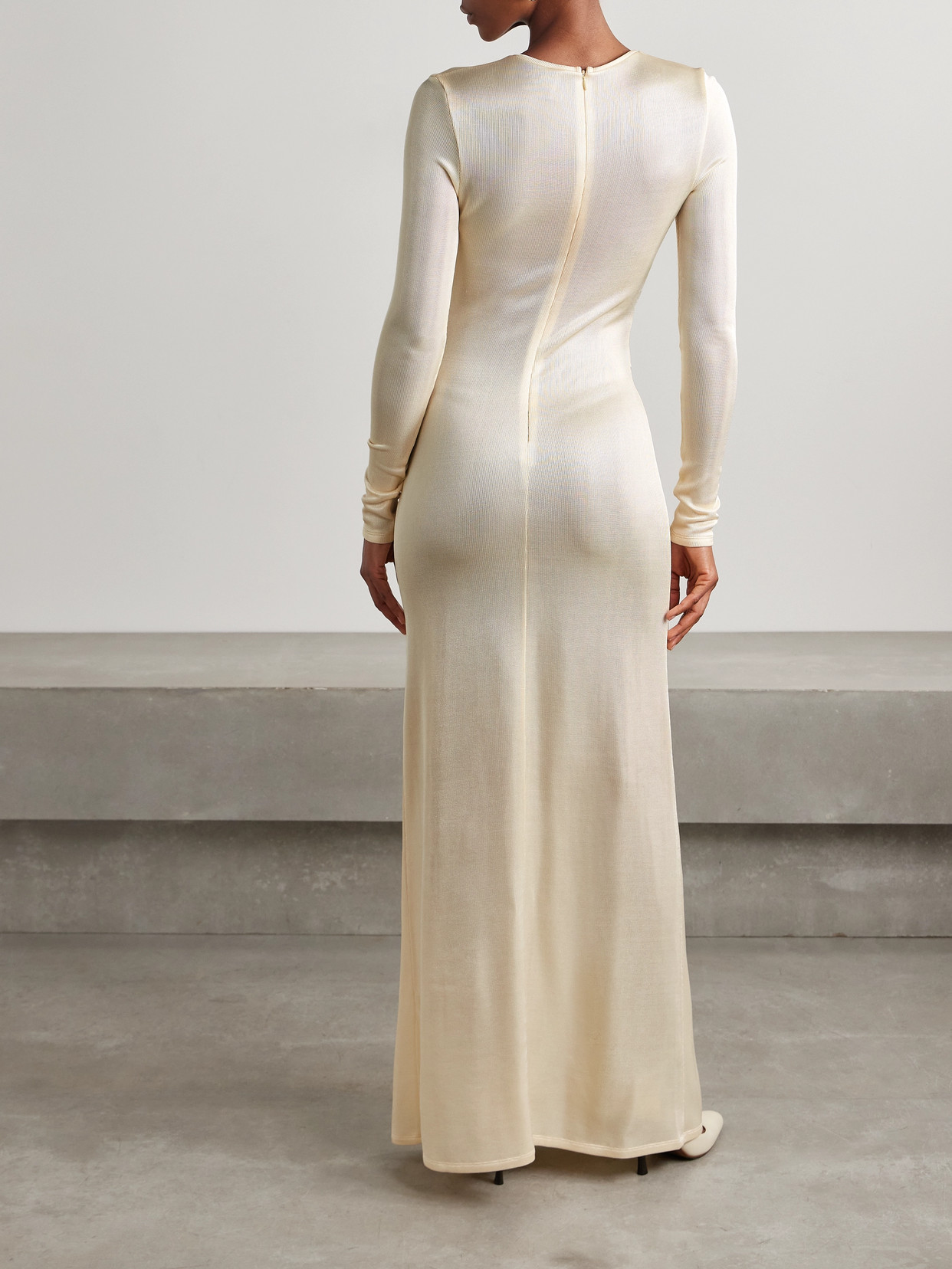 Tove Luella Gathered Stretch-knit Maxi Dress In Cream