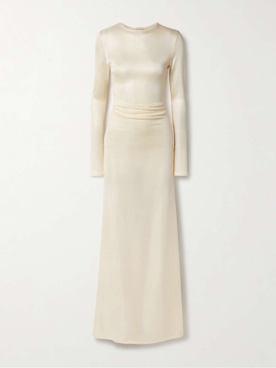 luella gathered stretch-knit maxi dress