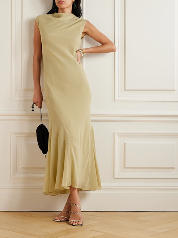 TOVE Erin draped silk-chiffon maxi dress