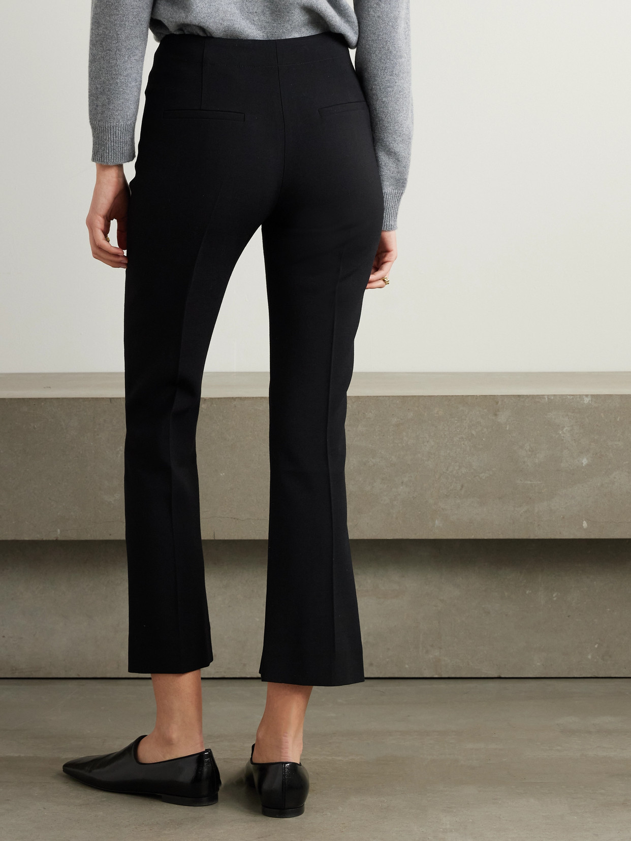 Tove Talia Cropped Pleated Crepe Flared Pants In Black