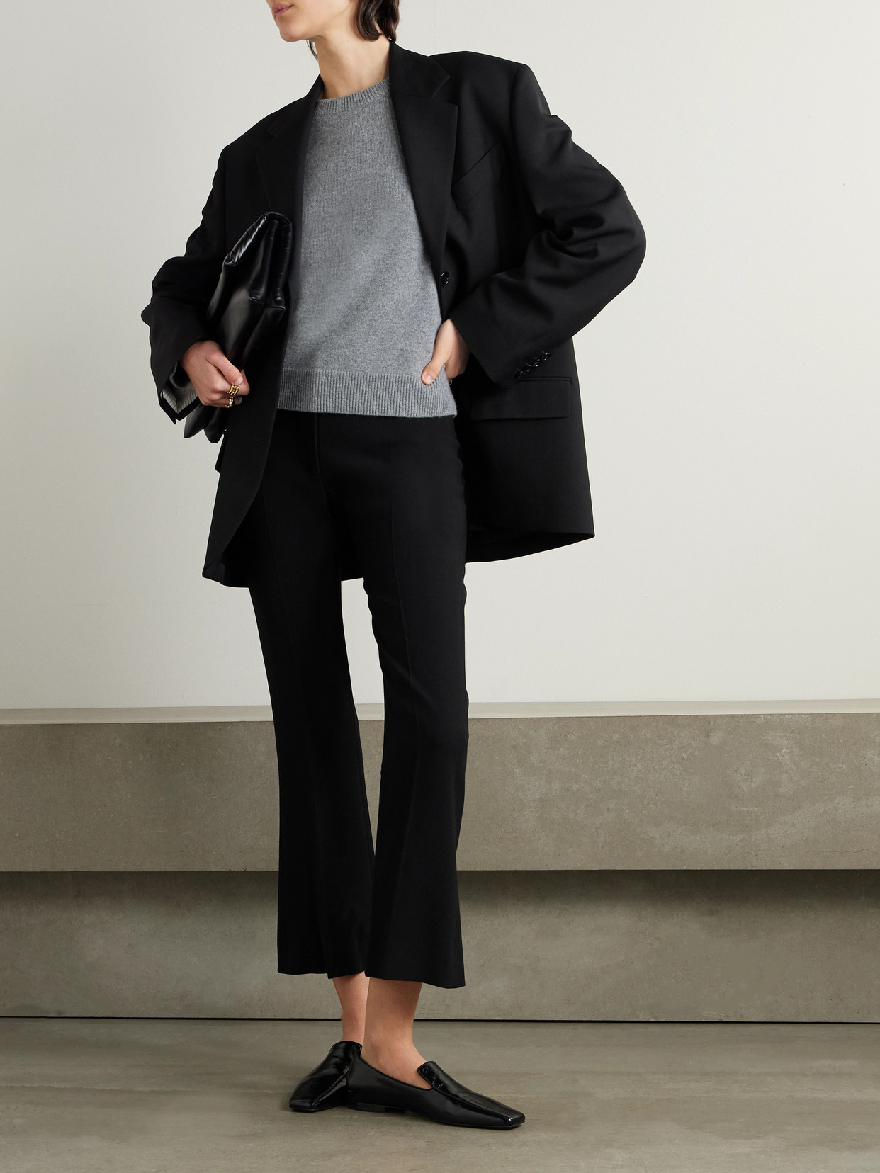 Tove Talia Cropped Pleated Crepe Flared Pants In Black