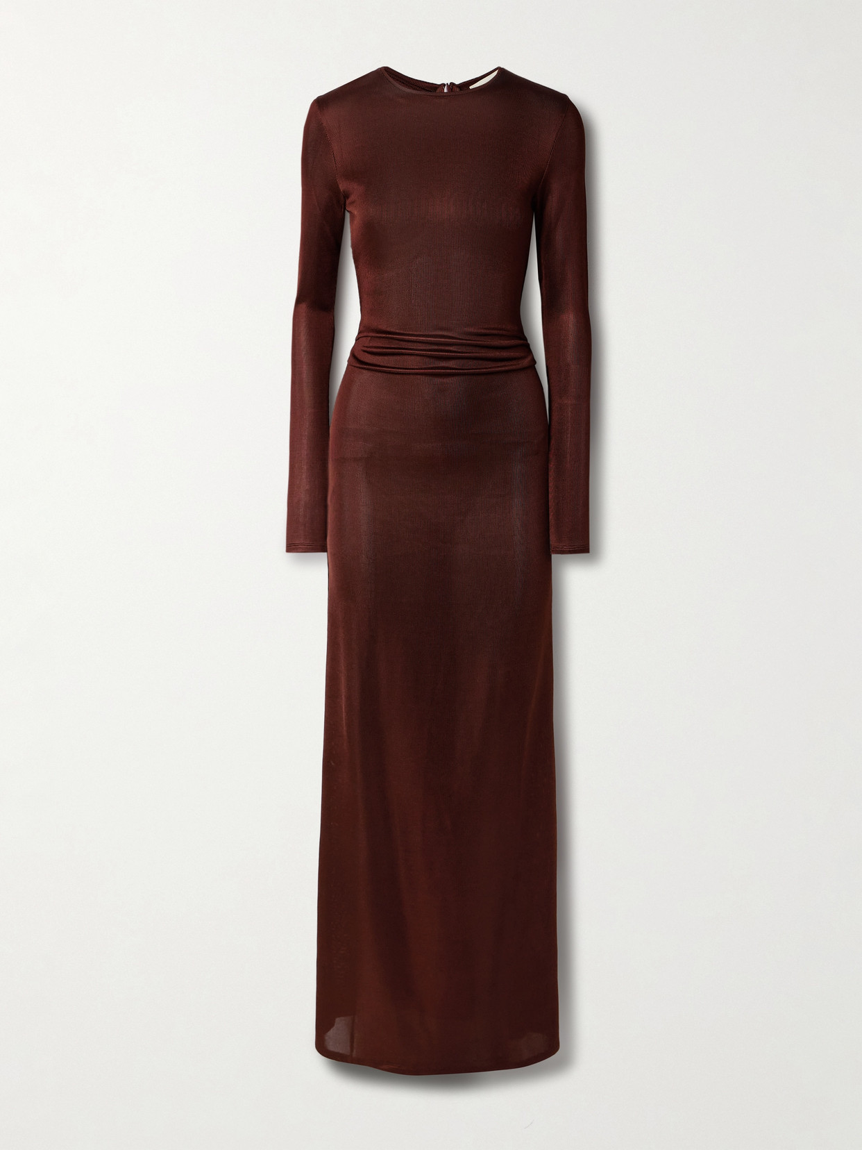 Shop Tove Luella Gathered Stretch-knit Maxi Dress In Burgundy