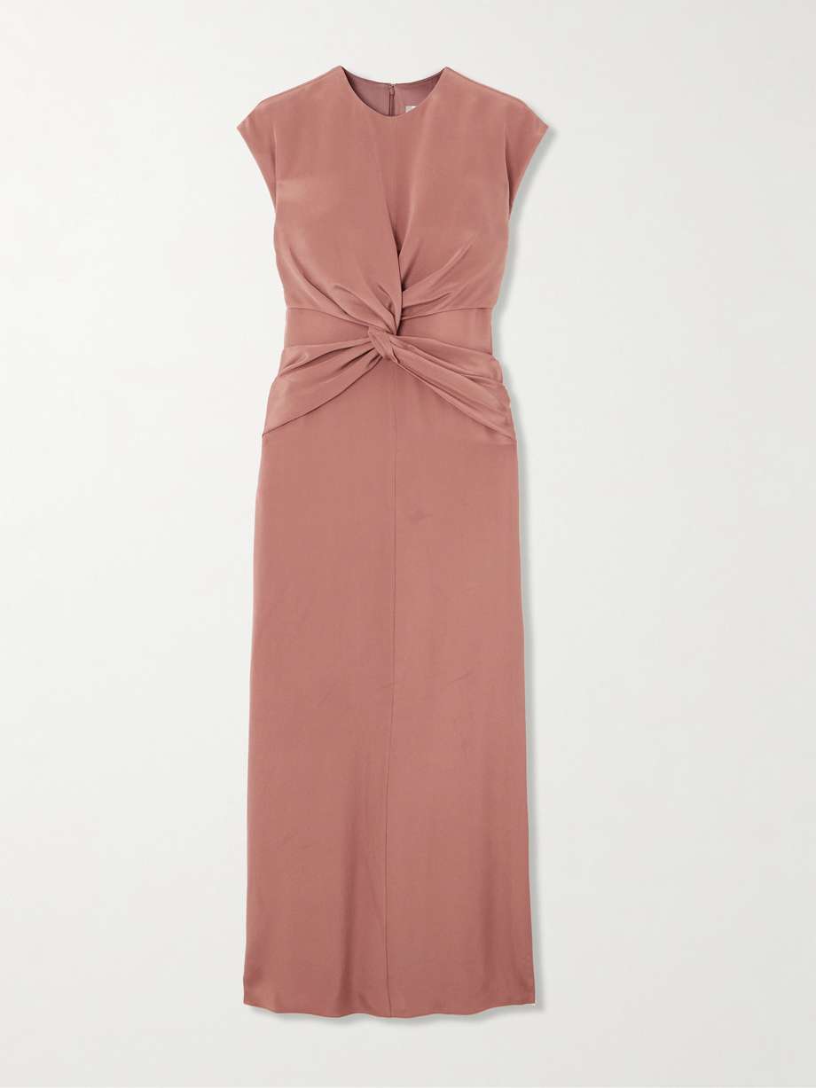 jessa twist-front crepe midi dress