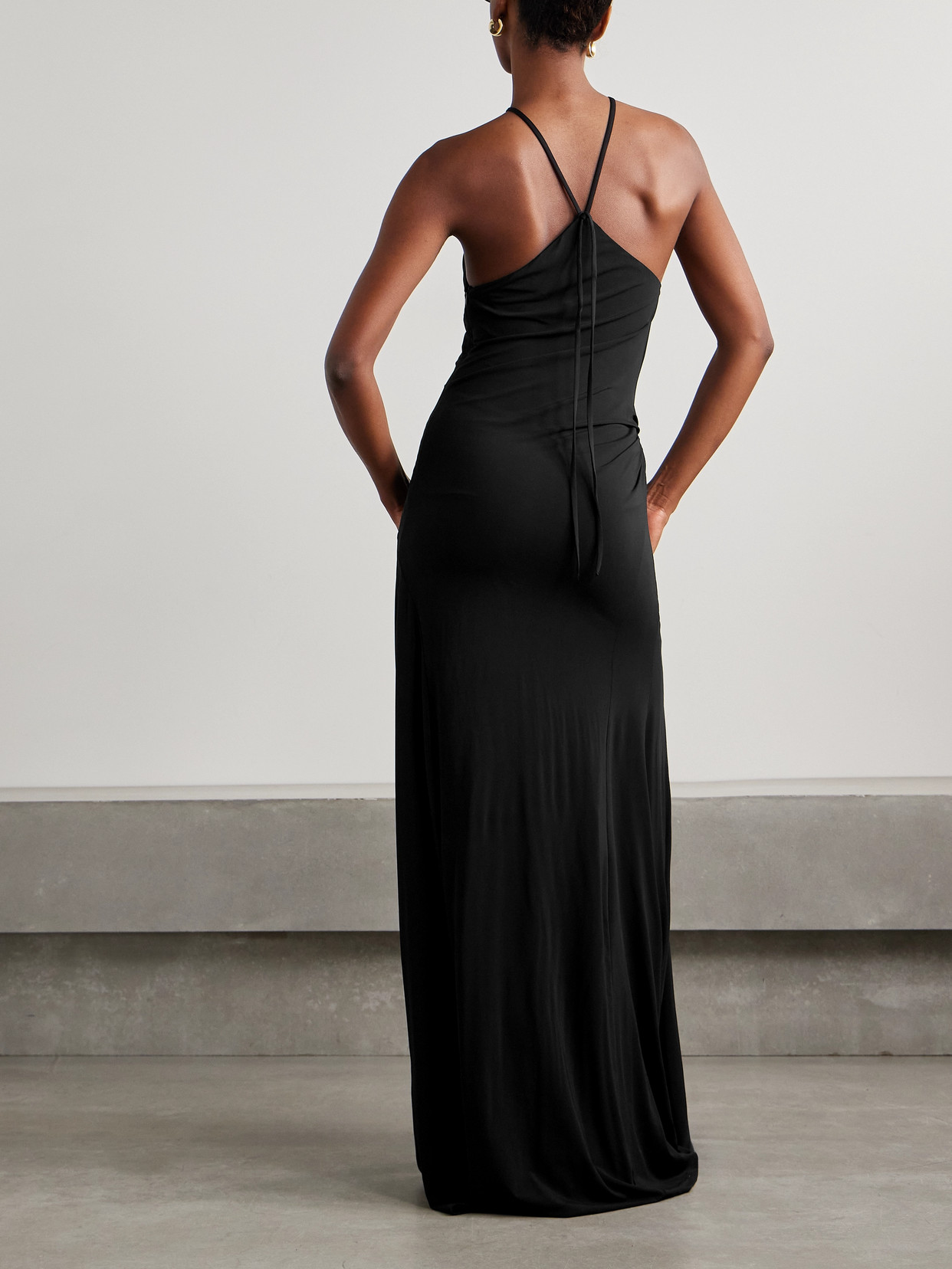 Tove Mika Embellished Stretch-knit Halterneck Maxi Dress In Black