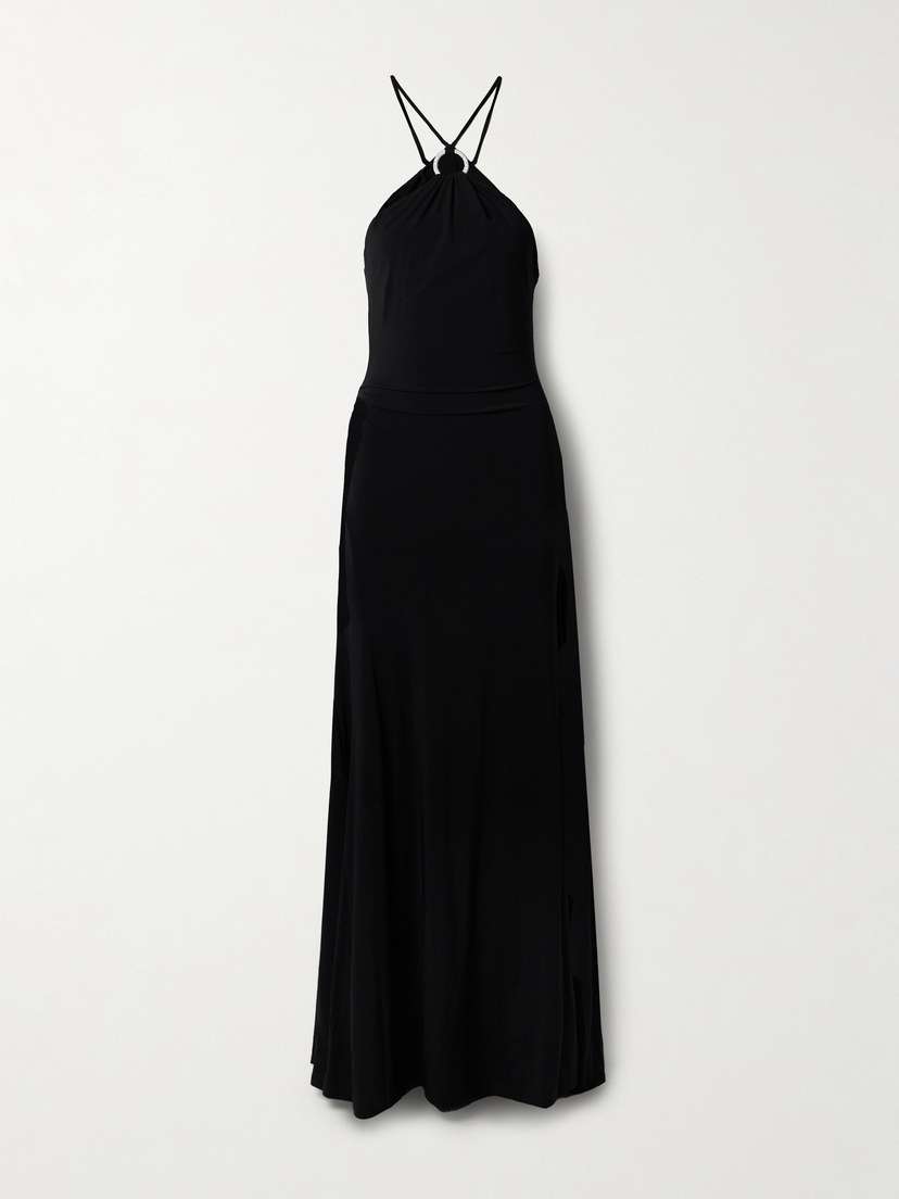 Tove Mika Embellished Stretch-knit Halterneck Maxi Dress