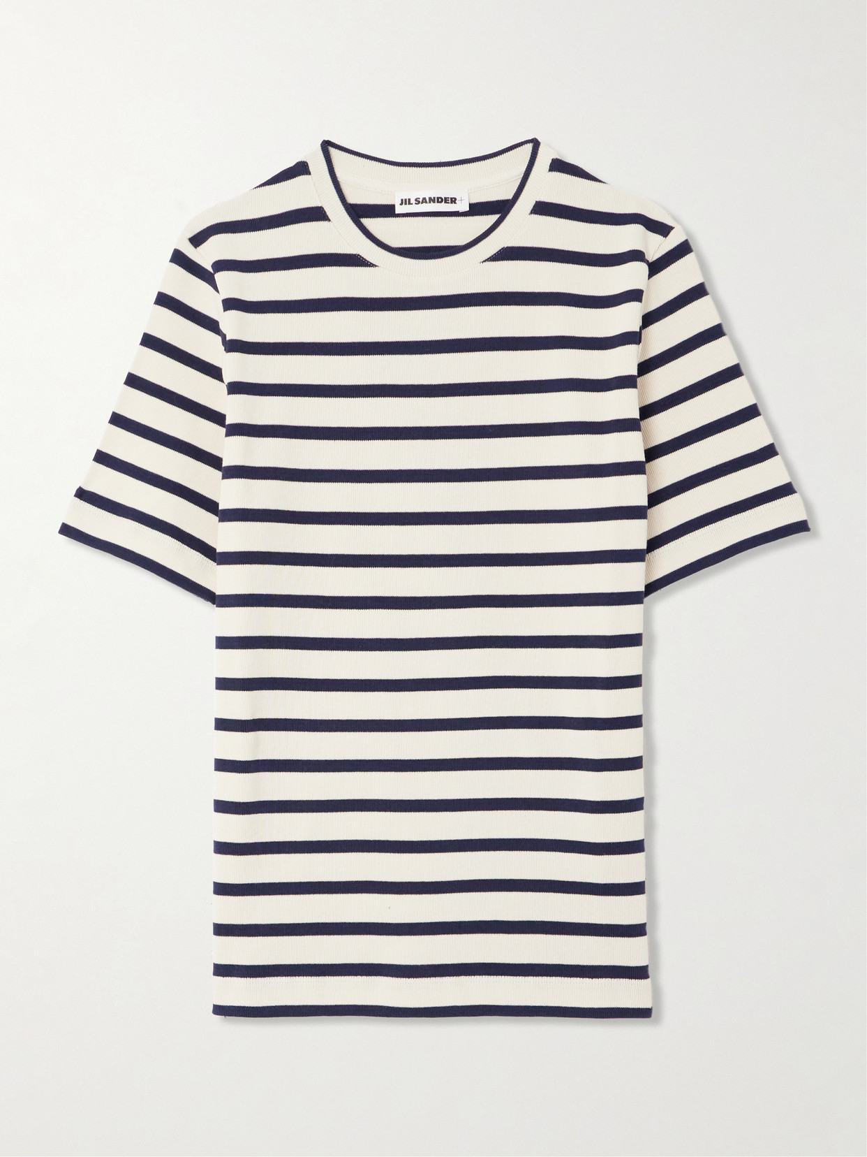 Jil Sander Striped Knitted Cotton T-shirt In Multi