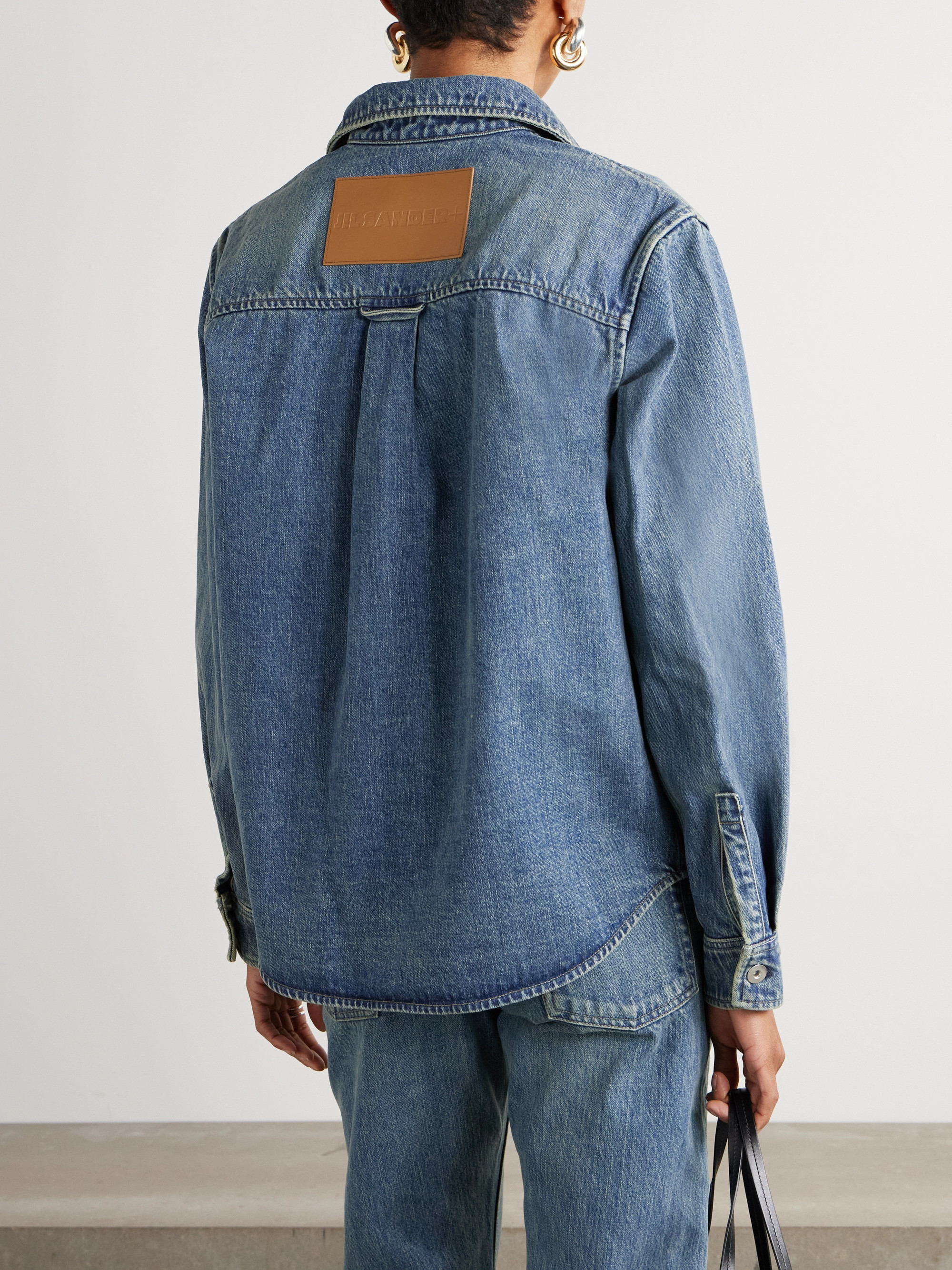 Jil Sander - Leather-trimmed paneled denim shirt | Plush