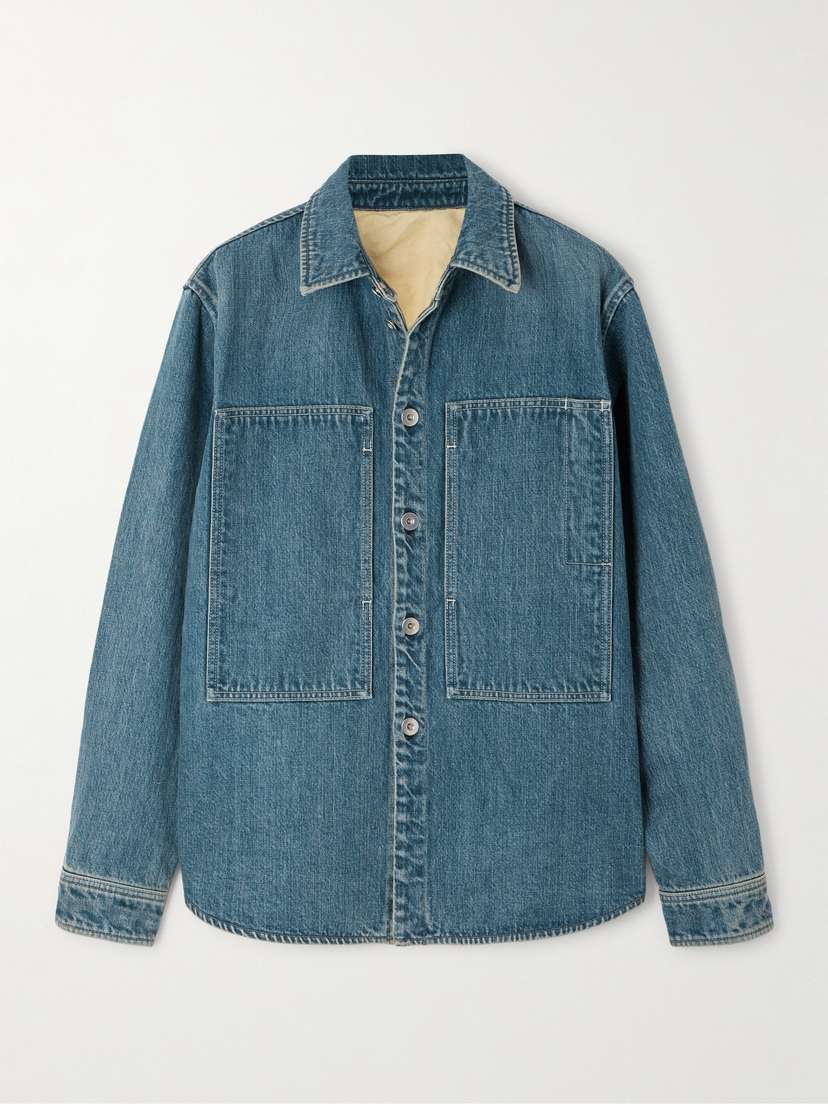 Jil Sander Leather-trimmed Paneled Denim Shirt