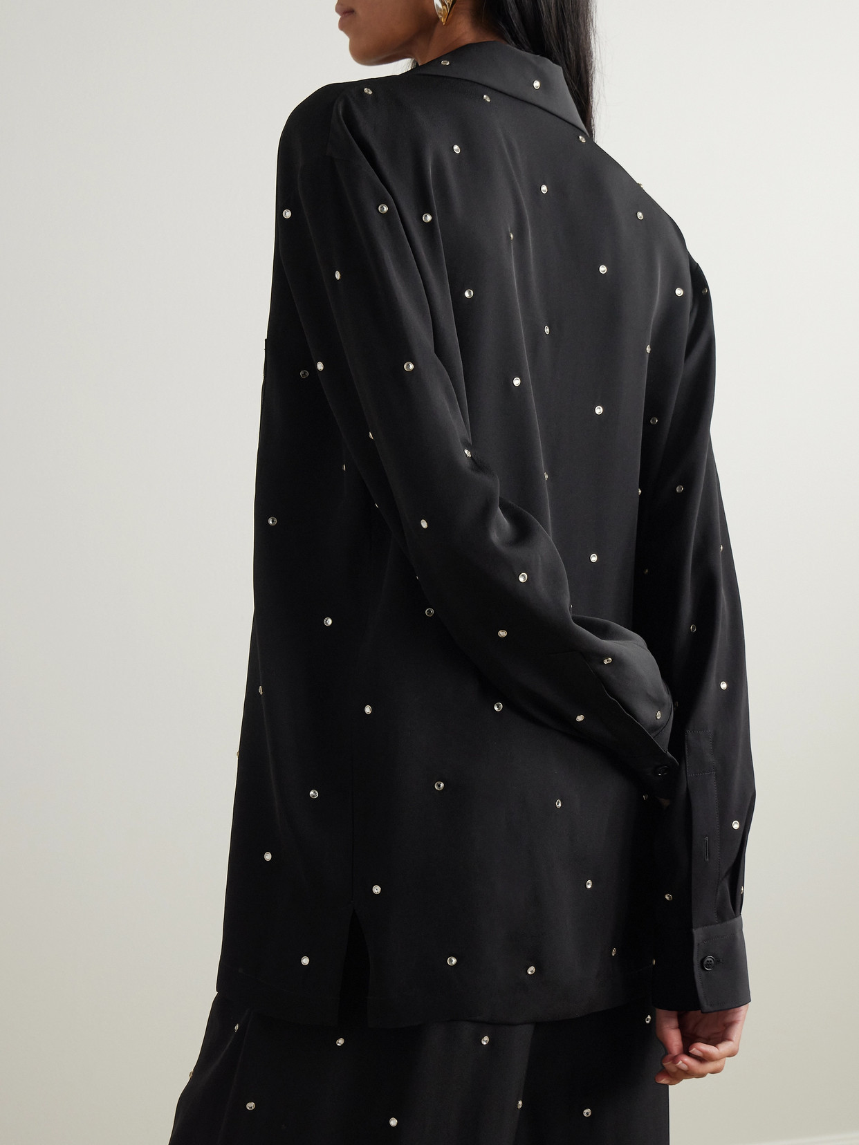 Stella Mccartney Womens Ramadan Crystal-embellished Woven Shirt Black In Black