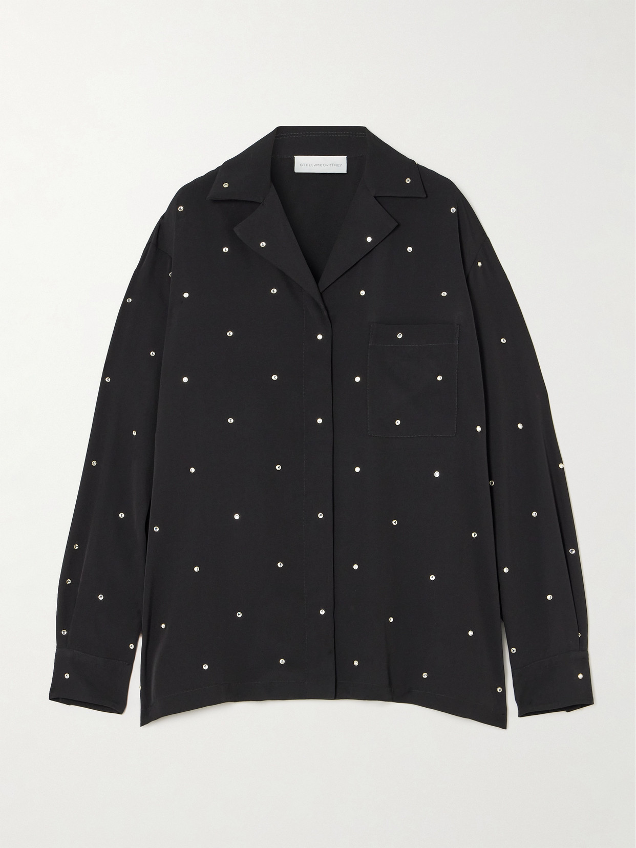 Stella Mccartney Crystal-embellished Crepe Shirt In Black