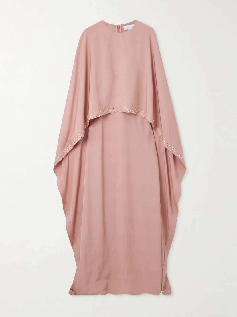 Stella McCartney Cape-effect Crystal-embellished Crepe Gown