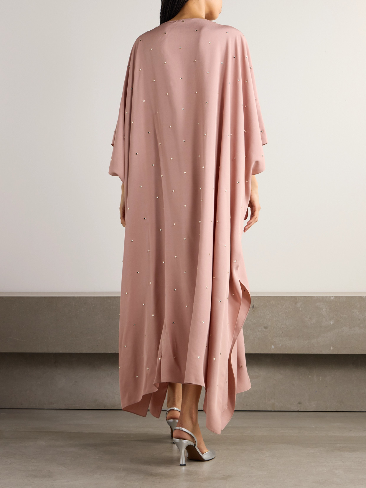 Stella Mccartney Crystal-embellished Crepe Kaftan In Pink