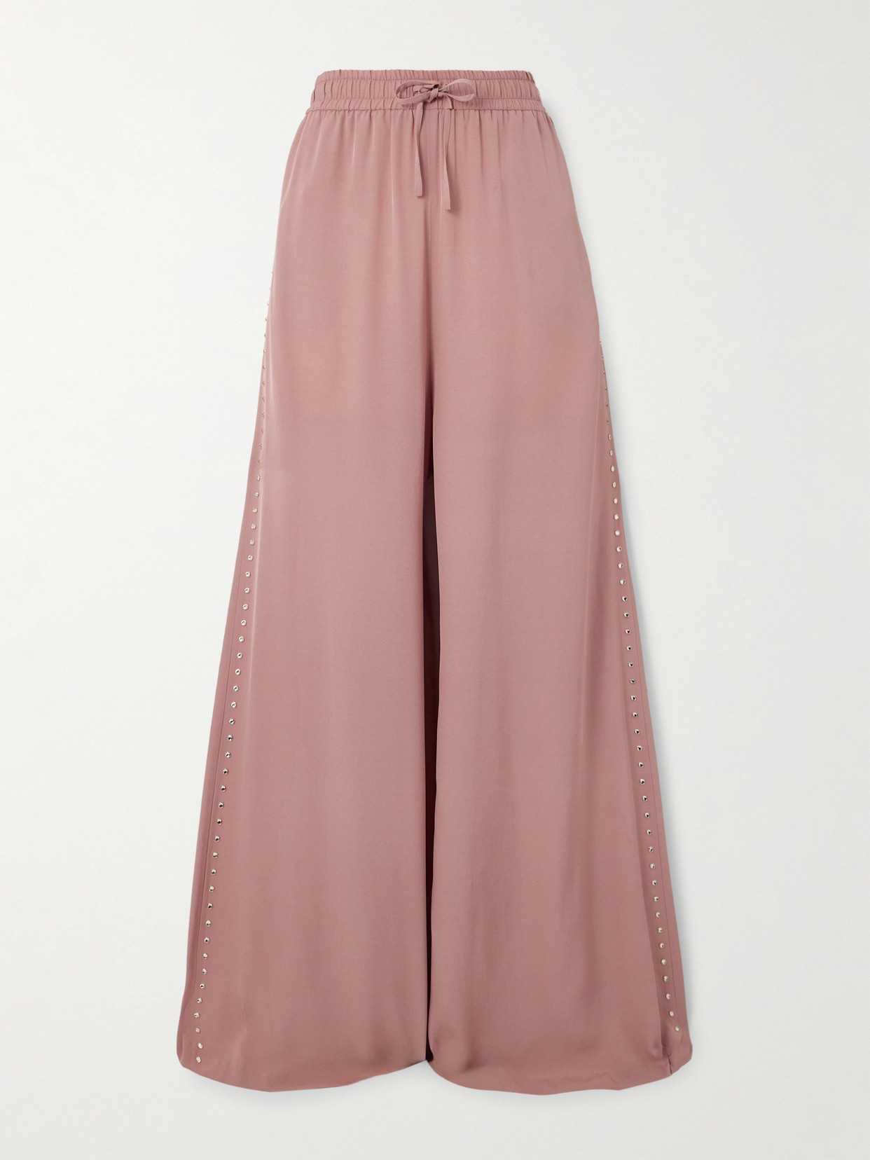 Stella Mccartney Crystal-embellished Crepe Wide-leg Pants In Pink