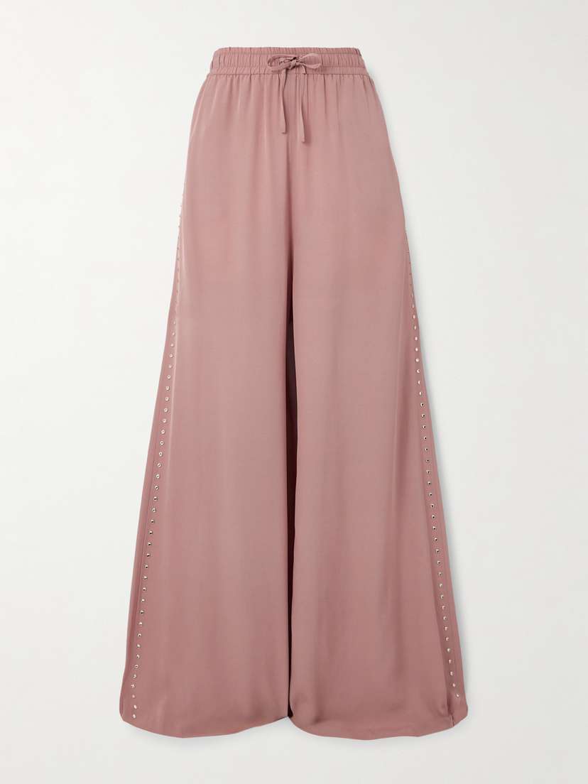 Stella McCartney Crystal-embellished Crepe Wide-leg Pants