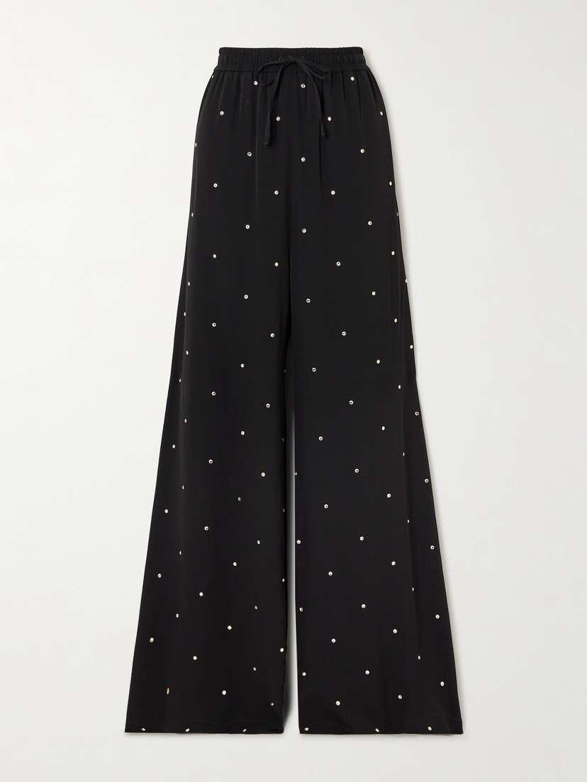 Stella McCartney Crystal-embellished Crepe Wide-leg Pants