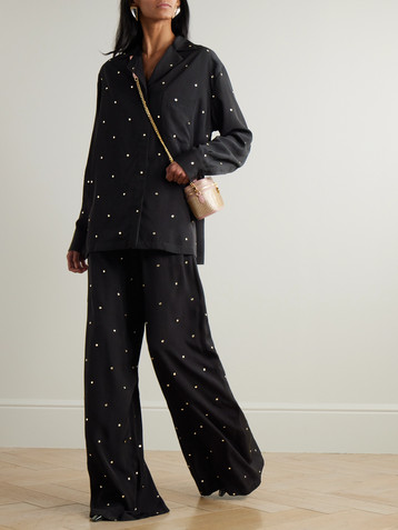 Stella McCartney Crystal-embellished crepe wide-leg pants