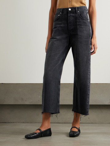 Citizens Of Humanity Ayla cropped frayed high-rise wide-leg jeans