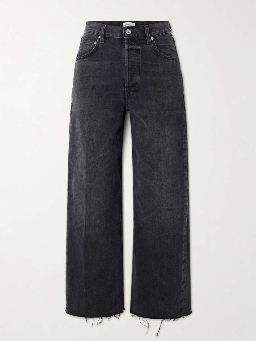 Citizens of Humanity Ayla Cropped Frayed High-rise Wide-leg Jeans