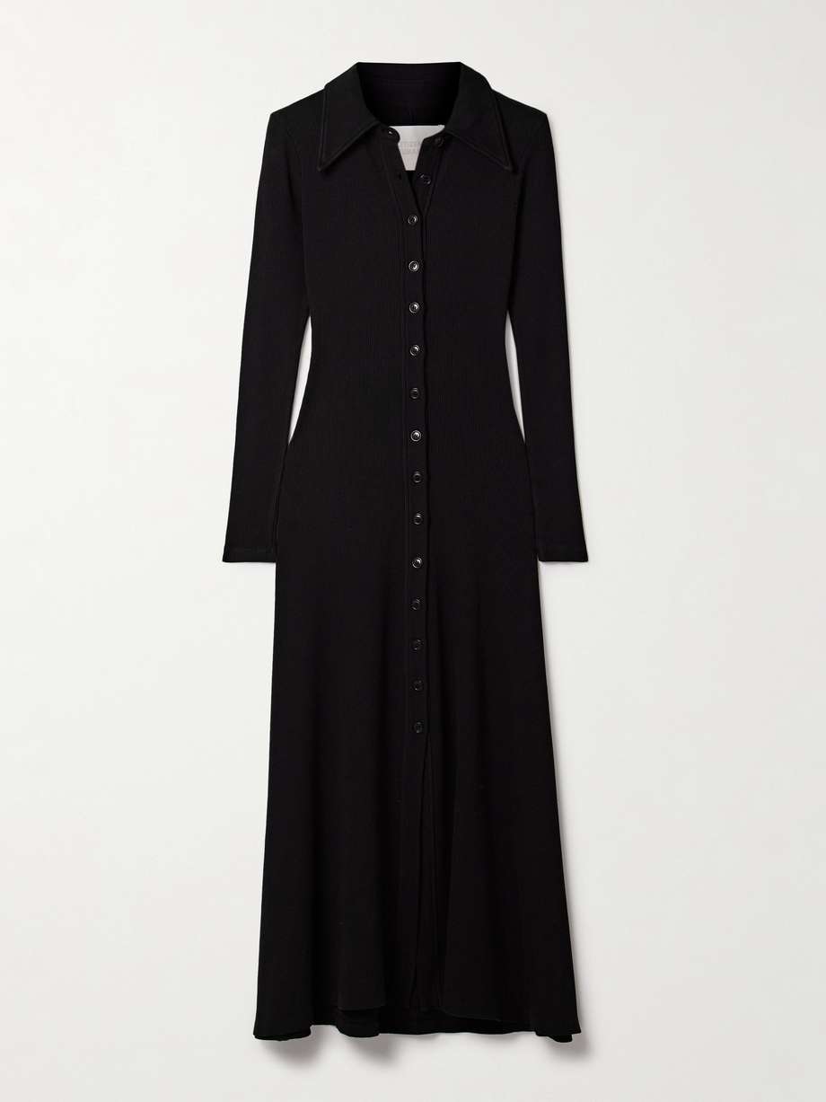 gila ribbed stretch organic cotton and lyocell-blend midi dress