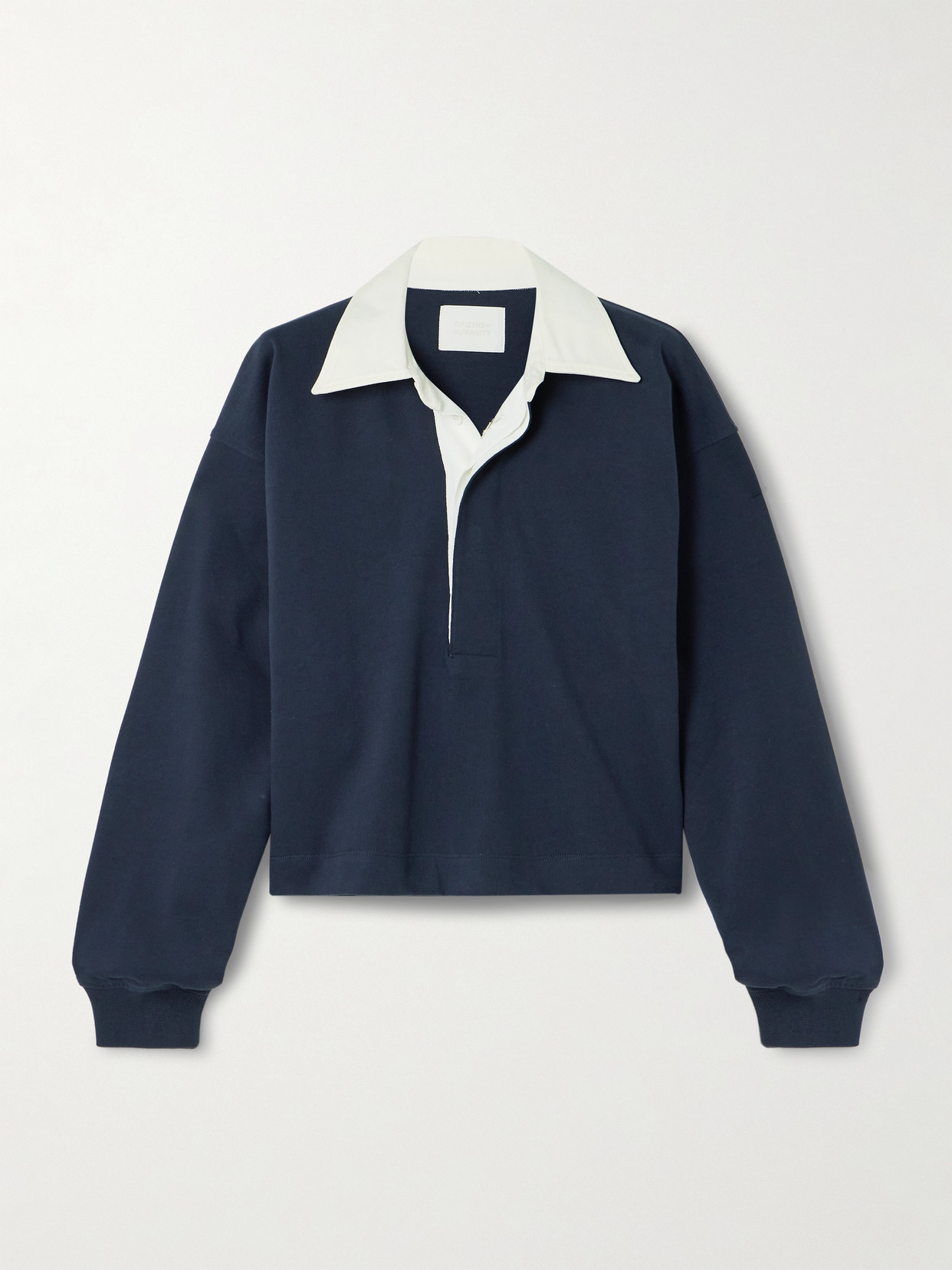 Citizens Of Humanity Aris Twill-trimmed Cotton-jersey Polo Shirt In Blue