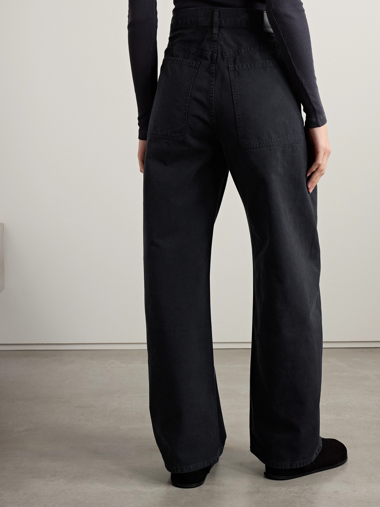 Citizen Of Humanity Ayla Cargo High-rise Wide-leg Jeans In Black
