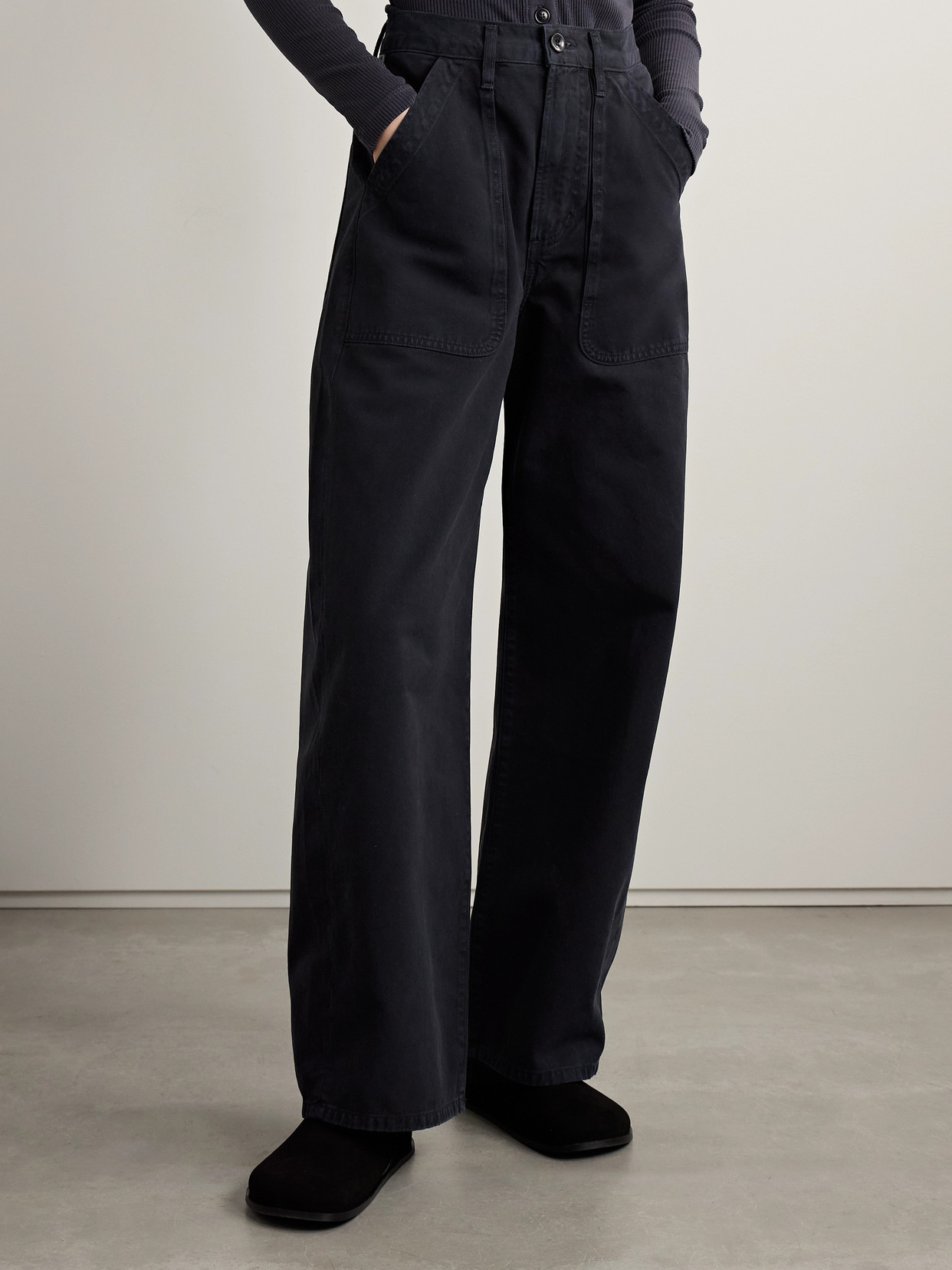 Citizen Of Humanity Ayla Cargo High-rise Wide-leg Jeans In Black