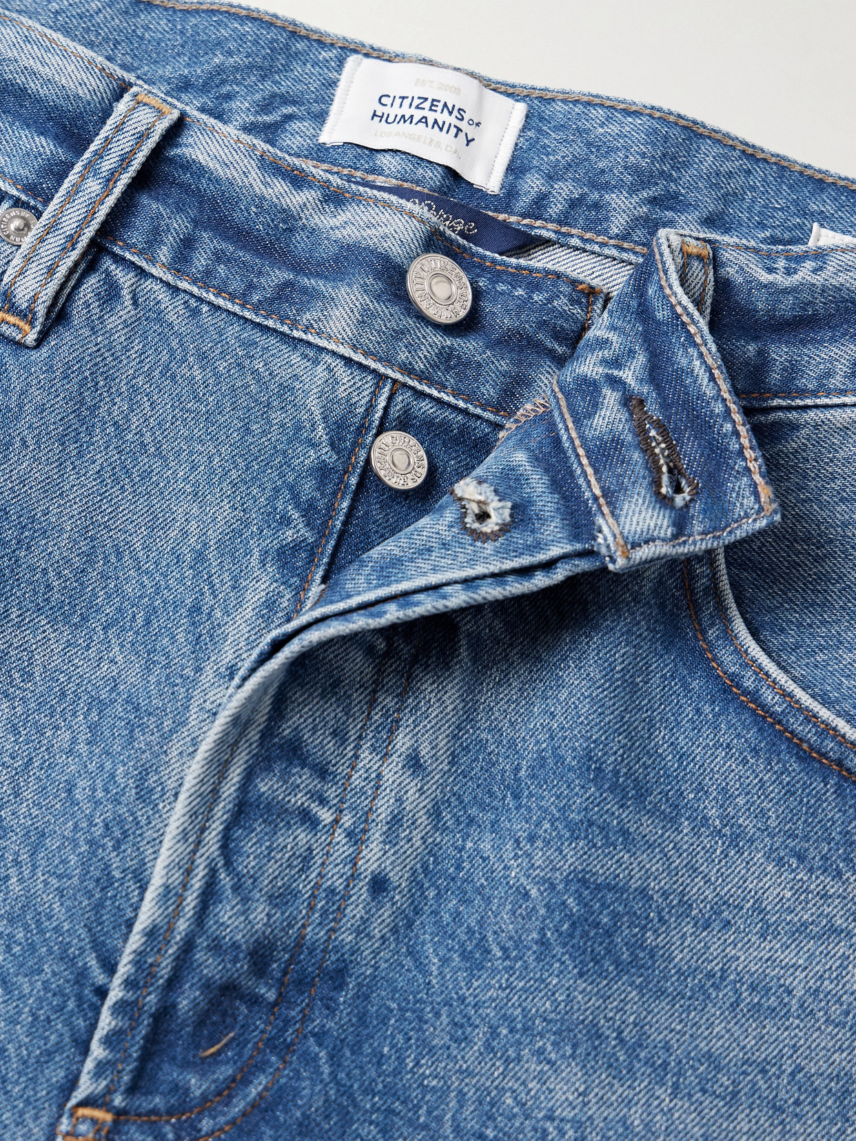 Citizen Of Humanity Ayla Baggy Distressed High-rise Wide-leg Jeans In Blue