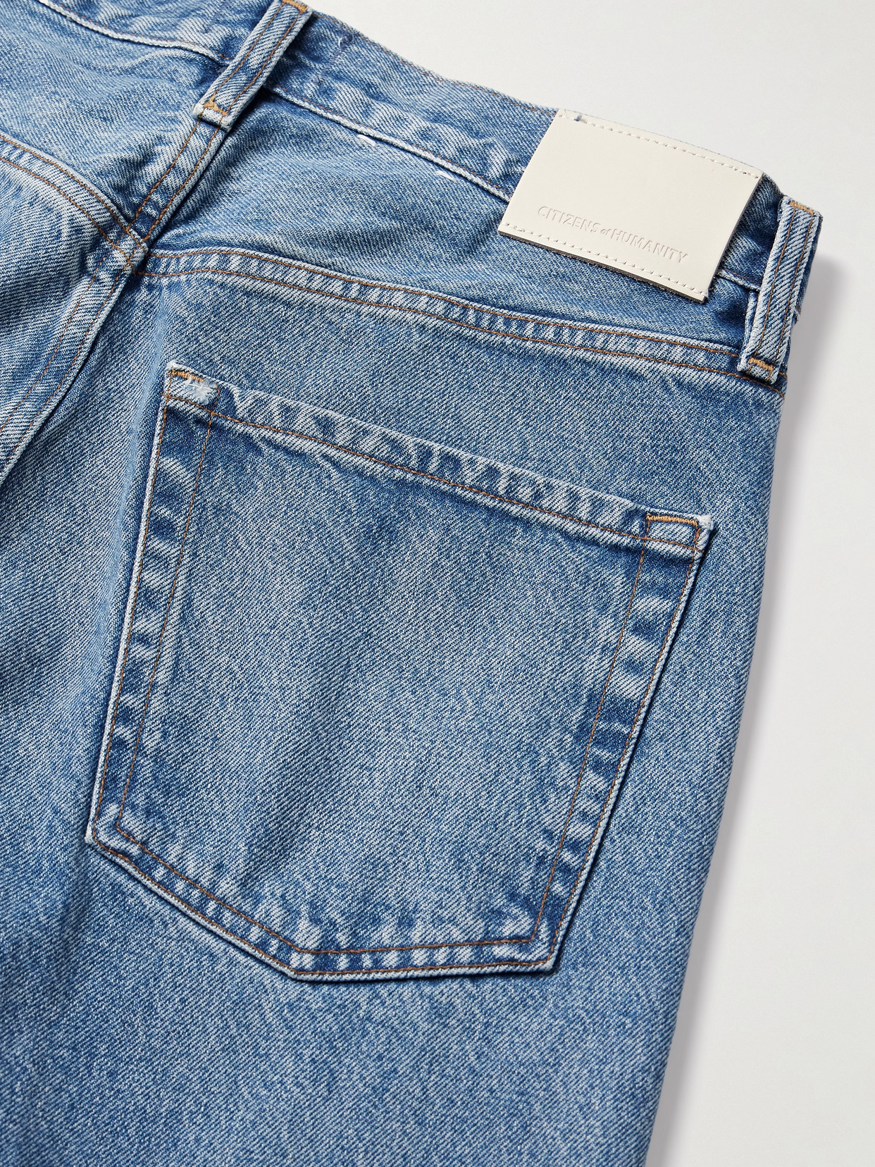 Citizen Of Humanity Ayla Baggy Distressed High-rise Wide-leg Jeans In Blue