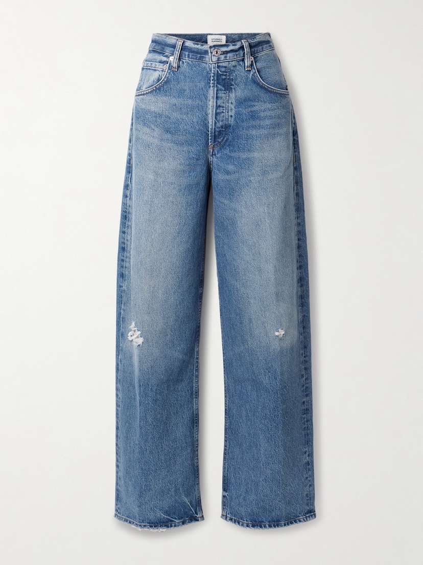 Citizens of Humanity Ayla Baggy Distressed High-rise Wide-leg Jeans