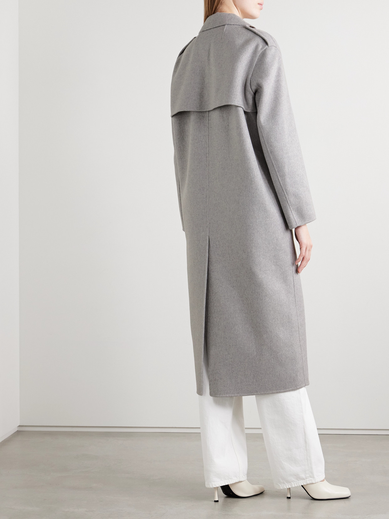 THEORY DOUBLE-BREASTED WOOL AND CASHMERE-BLEND FELT COAT