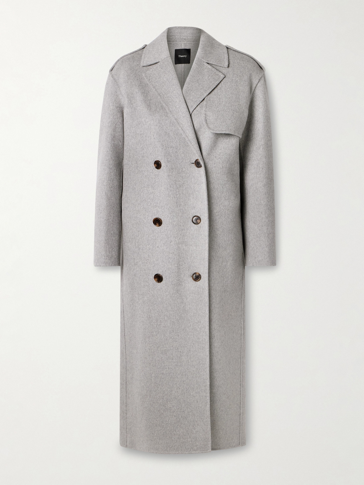 Theory Double-breasted Wool And Cashmere-blend Felt Coat In Gray